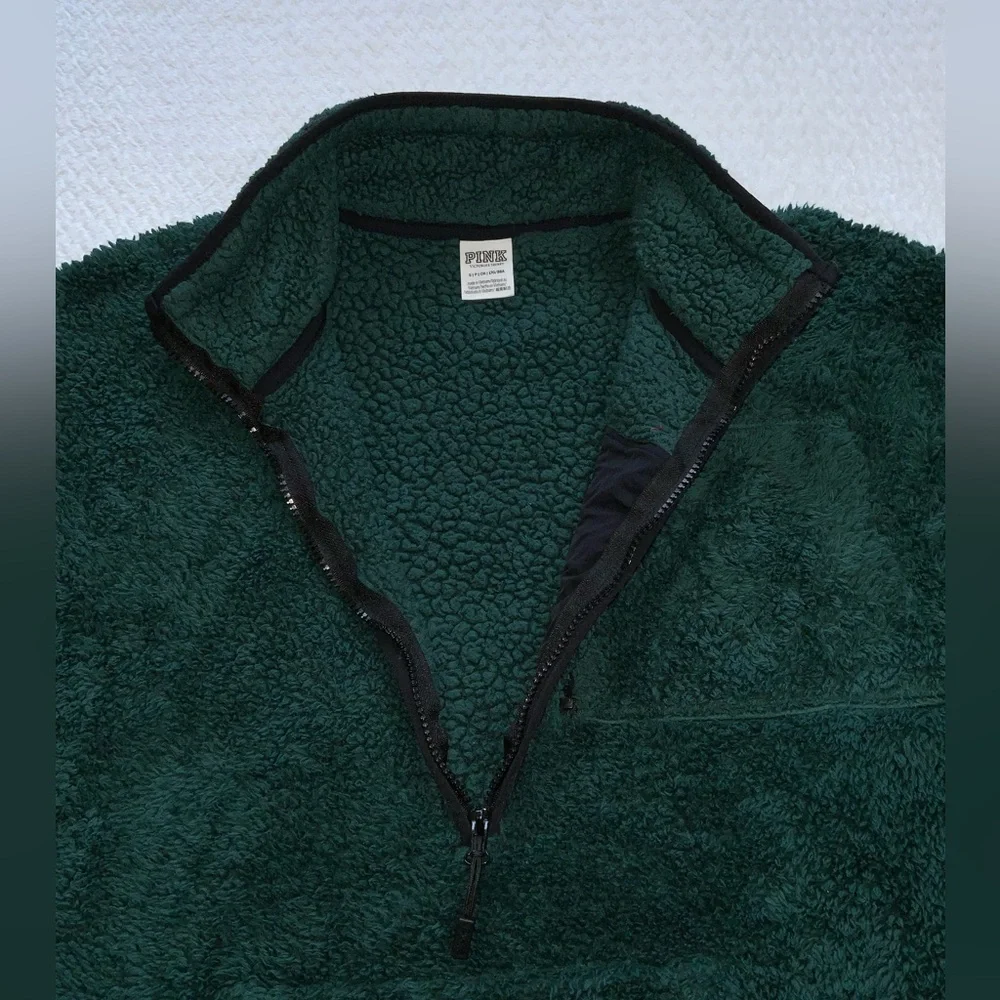 Victoria's Secret Pink Sharpa Faux Fur Quarter Zip Sweatshirt